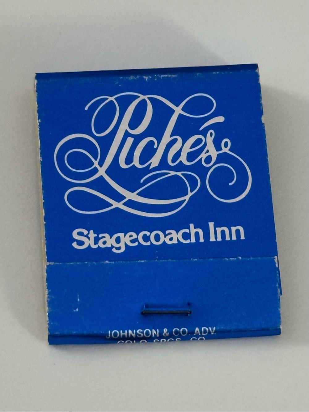 Vintage Matchbook Piches Stagecoach Inn Manitou Springs CO Colorado Blue USED